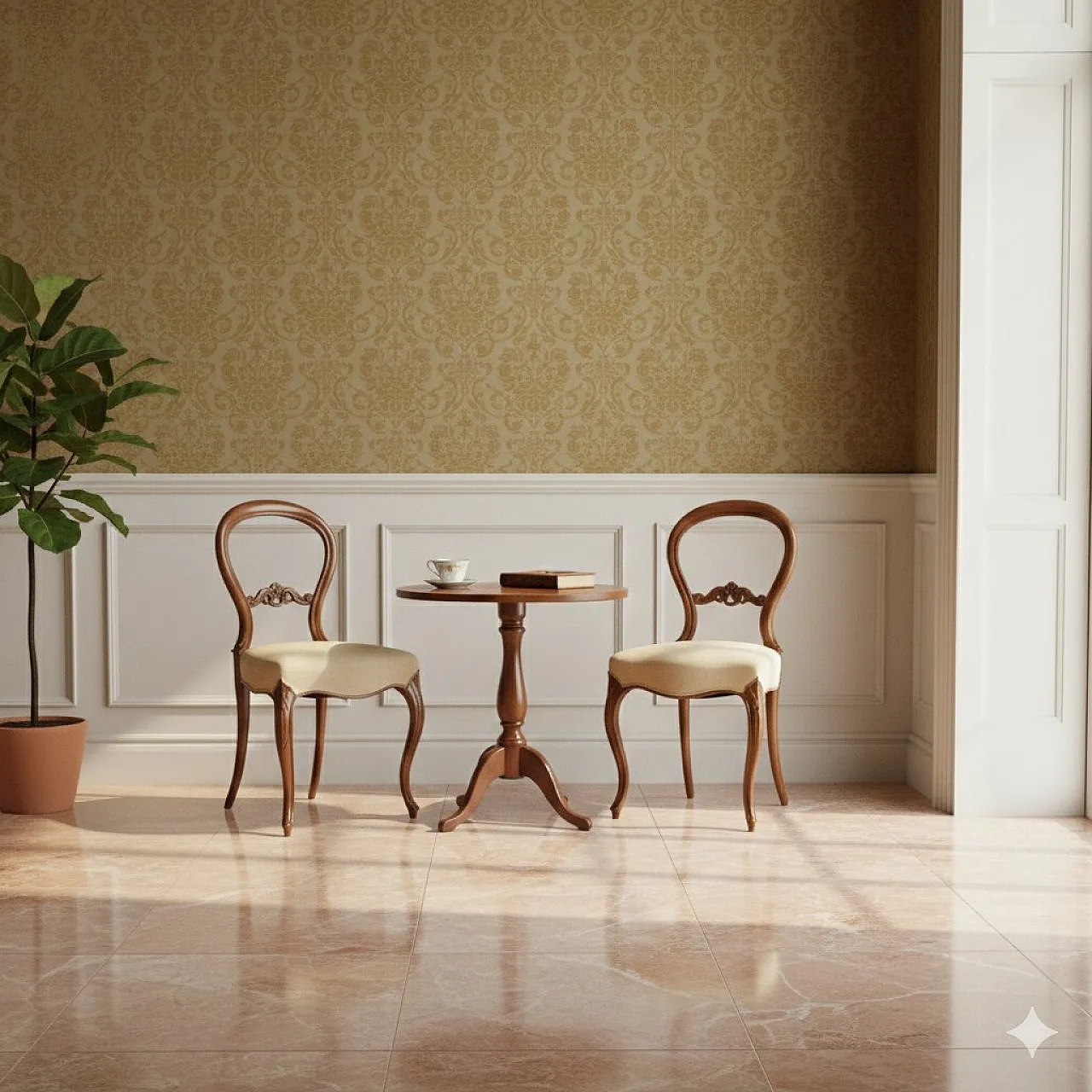 Coppia di sedie in noce, metà '800 2