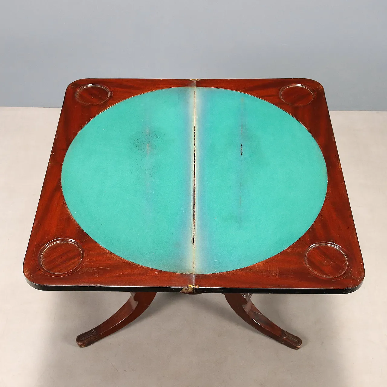 Tavolo da gioco in mogano con finiture in ebano, metà '800 4