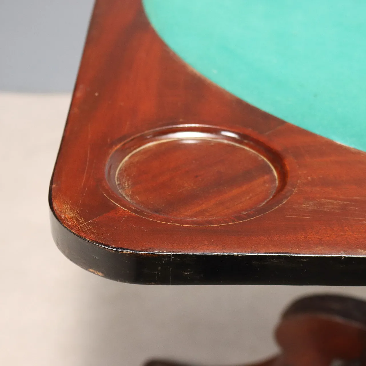 Tavolo da gioco in mogano con finiture in ebano, metà '800 5