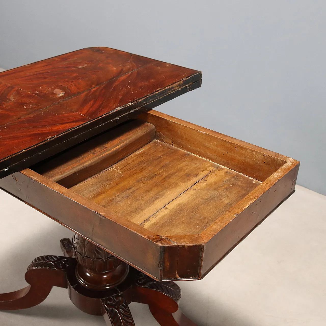 Tavolo da gioco in mogano con finiture in ebano, metà '800 10