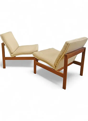 Pair of Moduline armchairs Gjerlov Knudsen Lind in teak, 1960s