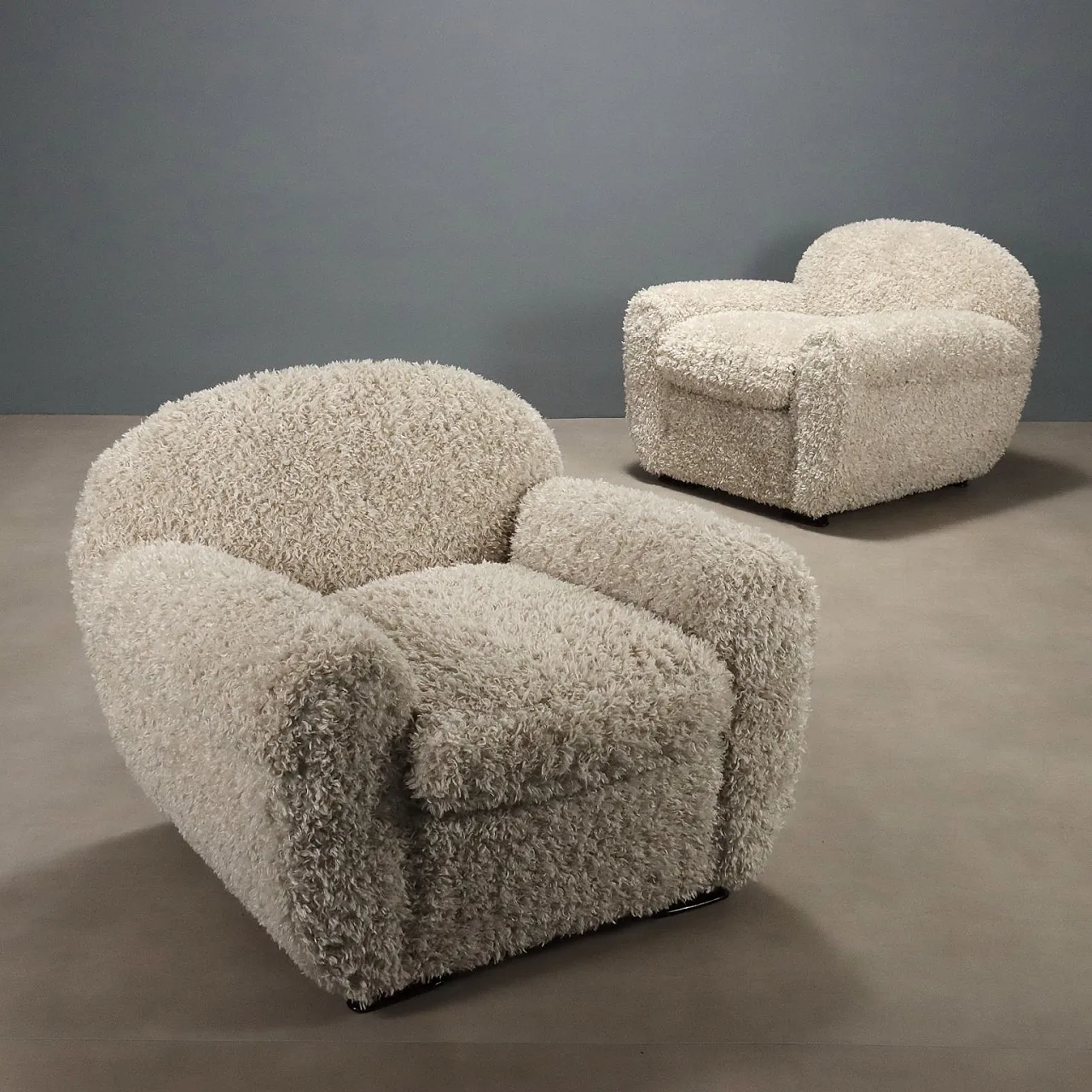 Pair of fabric armchairs, 20th century 1