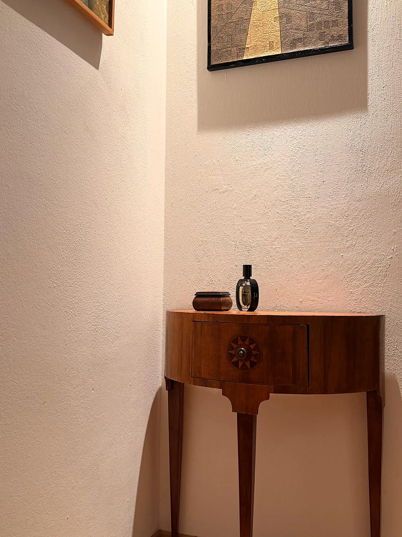 Mid-century Italian Neoclassical style inlaid walnut Atelier, 50s 5