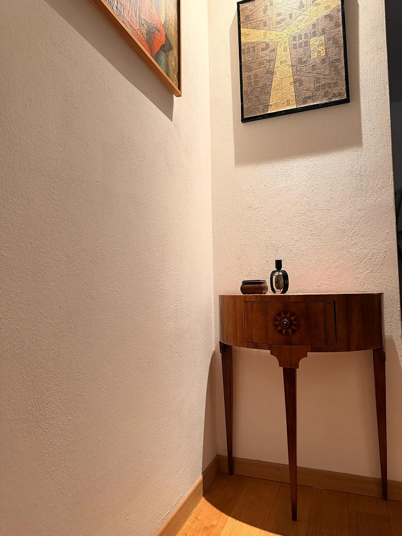 Mid-century Italian Neoclassical style inlaid walnut Atelier, 50s 6