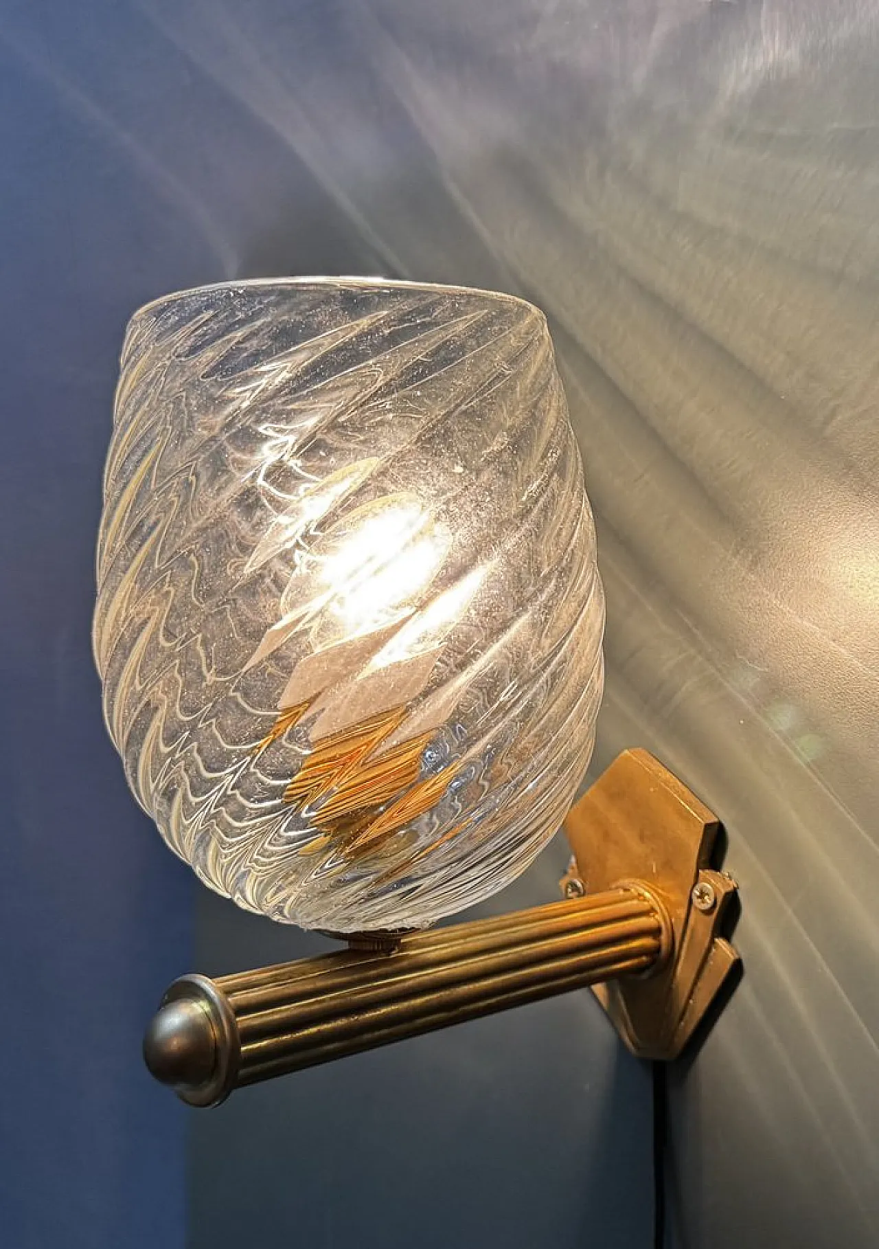 Pair of Murano glass and brass wall lights, 1960s 8