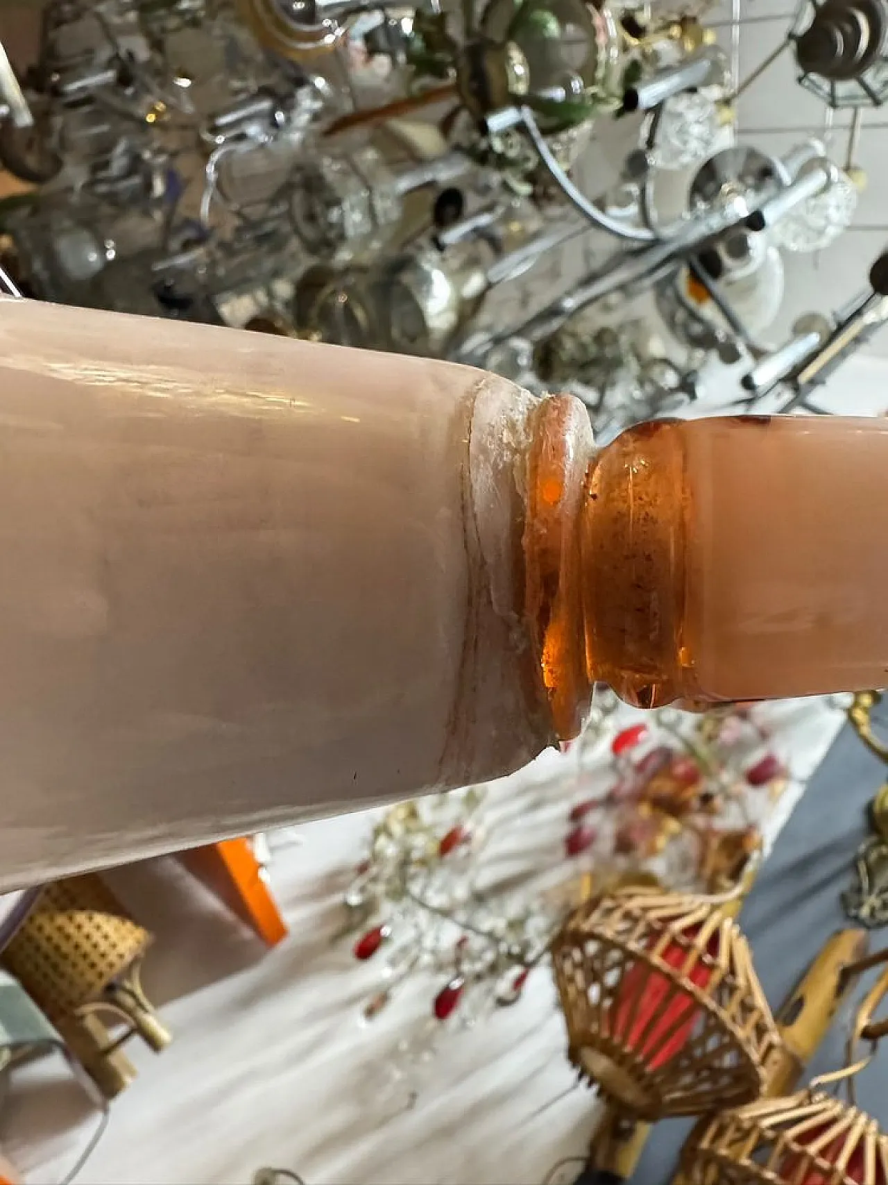 Lampadario Art Déco in vetro di Murano rosa, anni '50 4