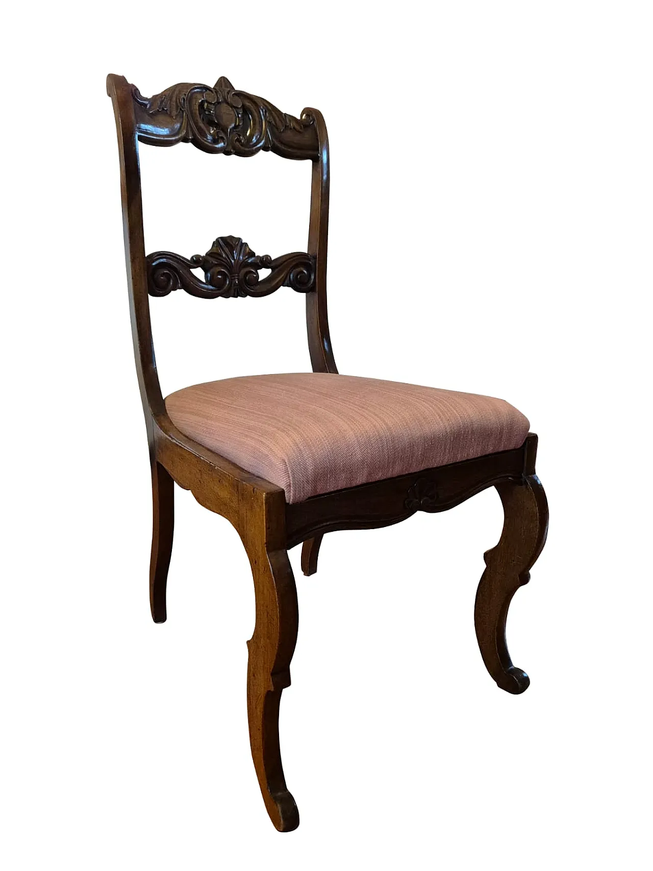 6 Carved Solid Wood Dining Chairs, 20th century 1