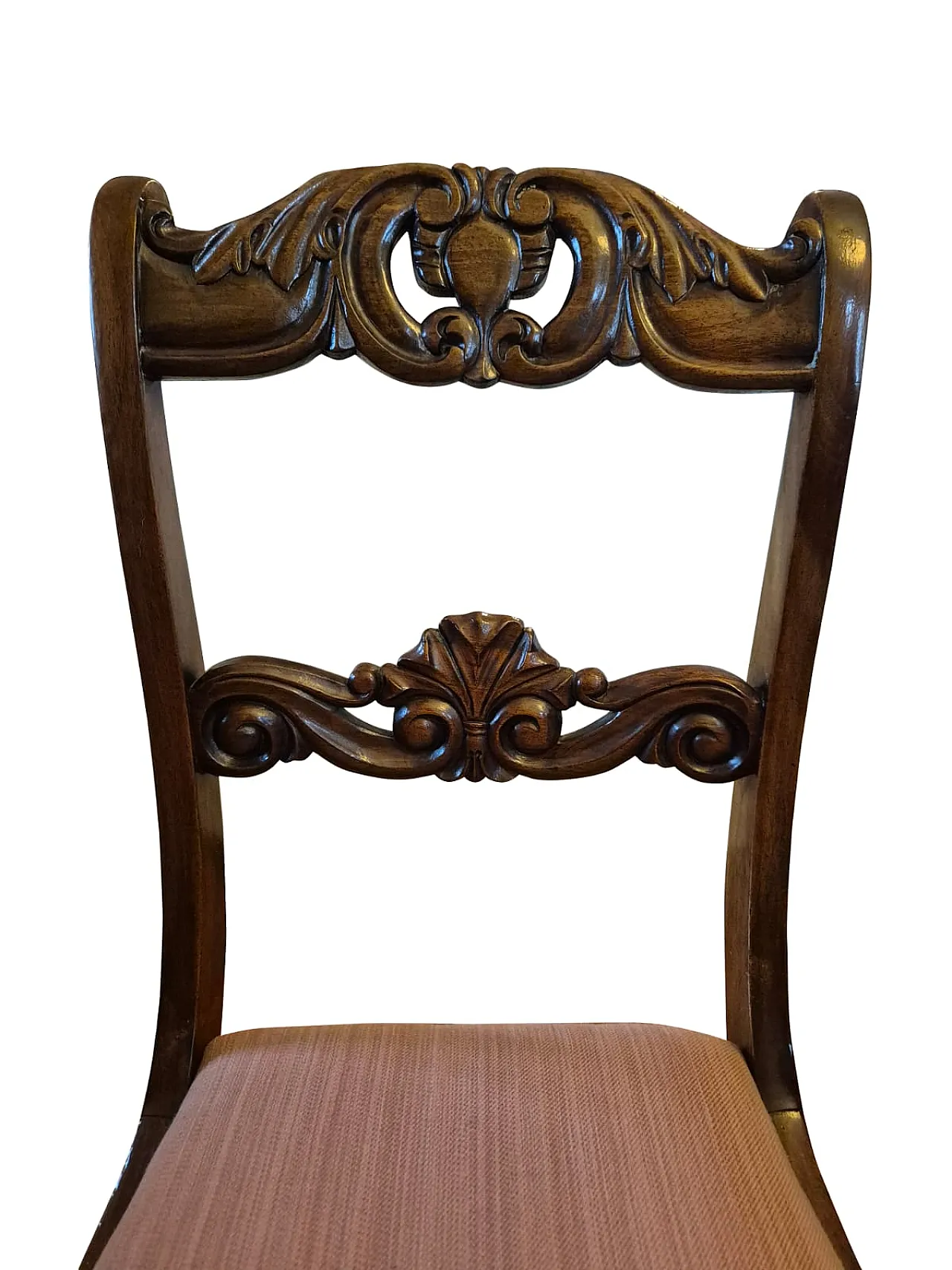 6 Carved Solid Wood Dining Chairs, 20th century 6