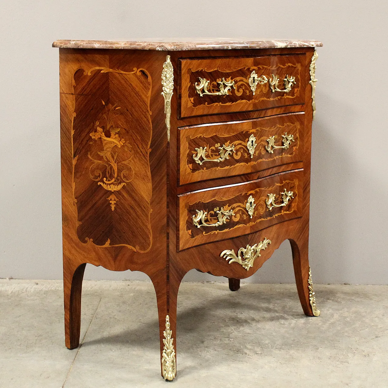 Cassettone comò Napoleone III intarsiato '800 3