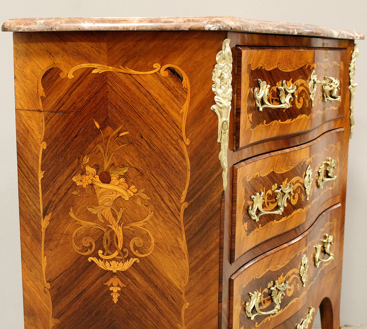 Cassettone comò Napoleone III intarsiato '800 7