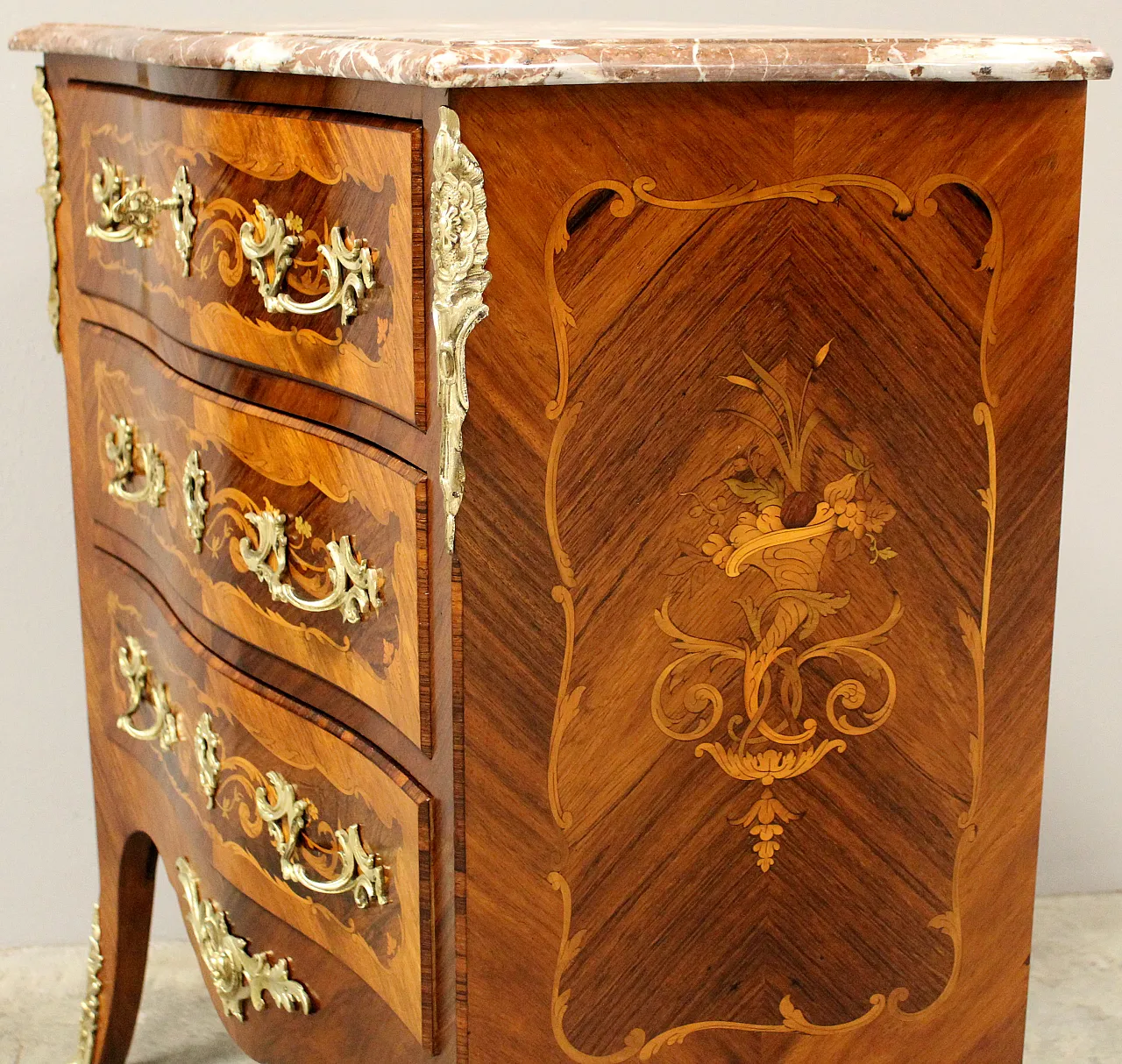 Cassettone comò Napoleone III intarsiato '800 8