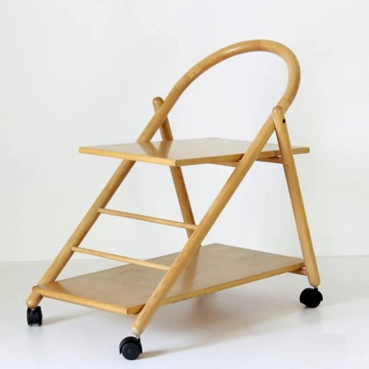 Trolley bar in solid oak and ash, 80s 1212866