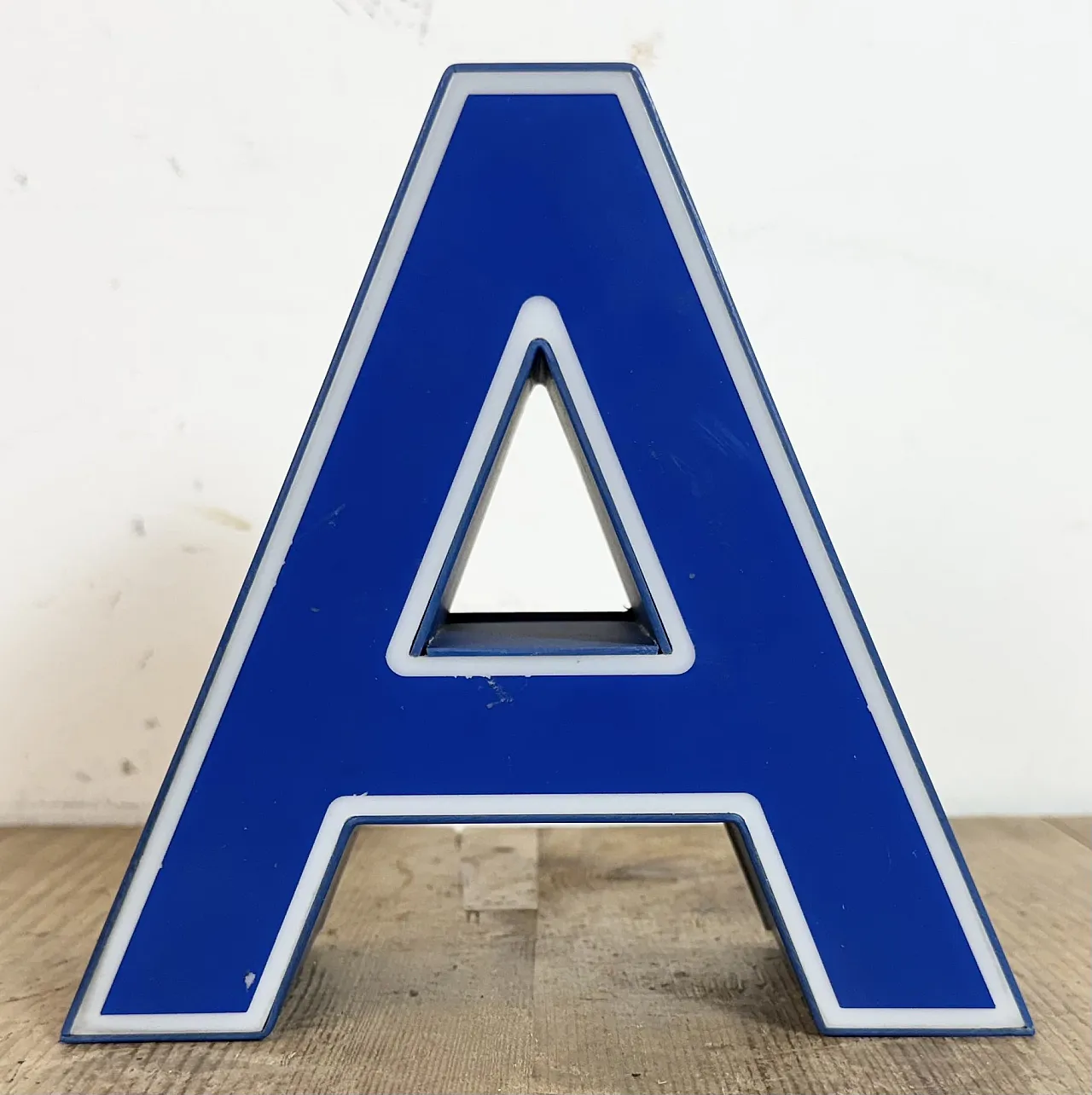 Vintage Blue Plastic Illuminated Letter A , 1970s | intOndo