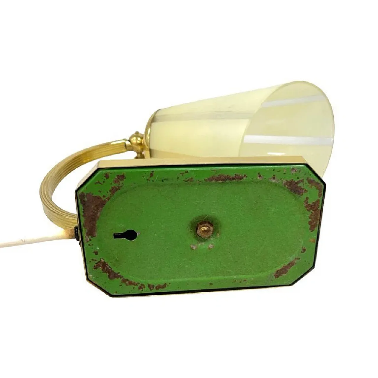 Modernist desk lamp with brass and glass shade, 1950s 2