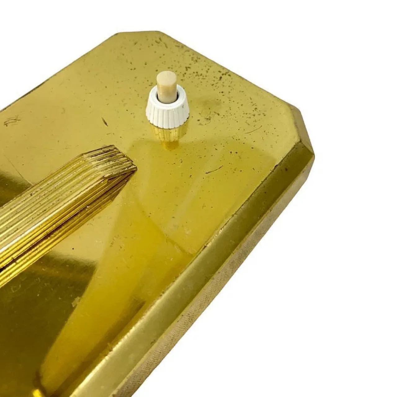 Modernist desk lamp with brass and glass shade, 1950s 3