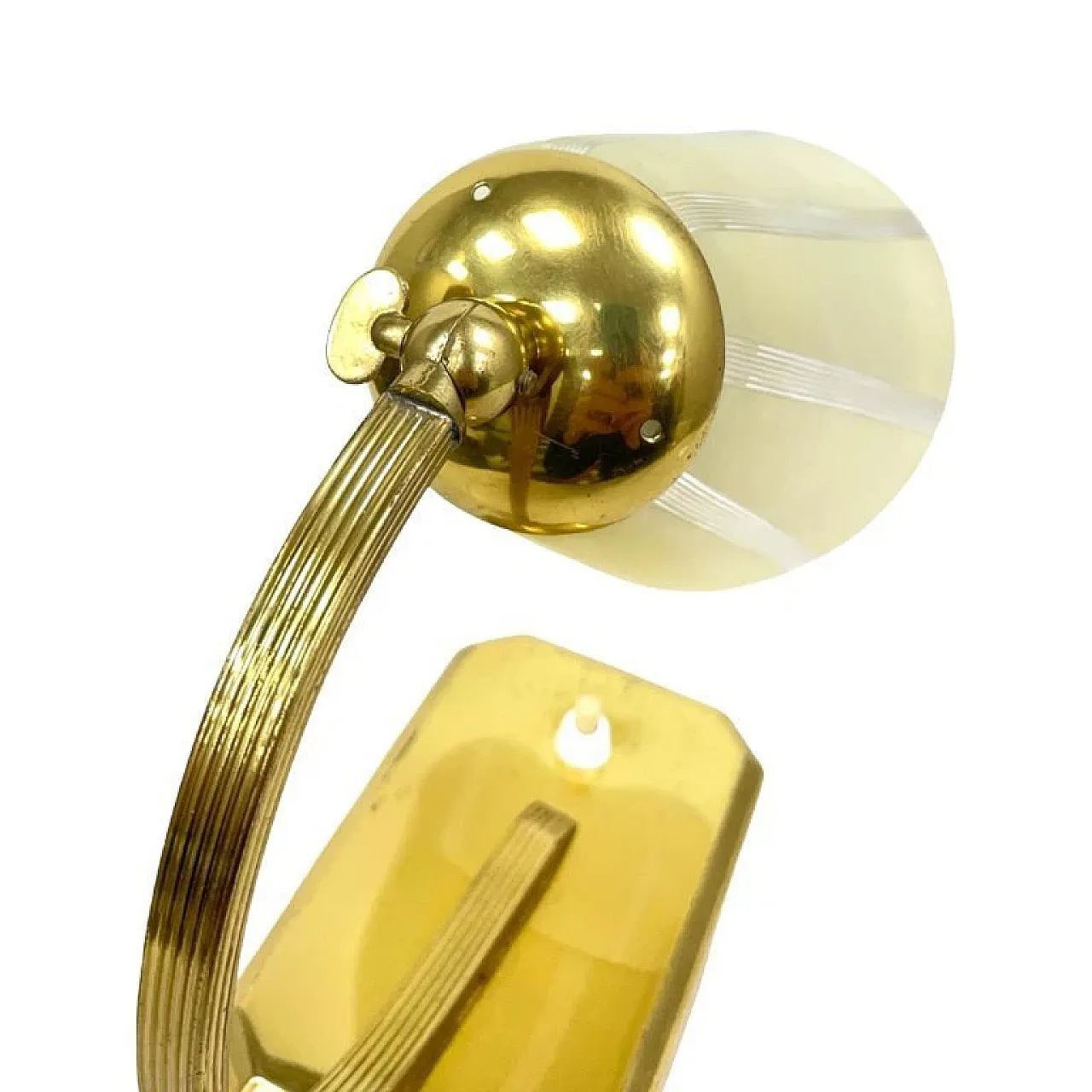 Modernist desk lamp with brass and glass shade, 1950s 4