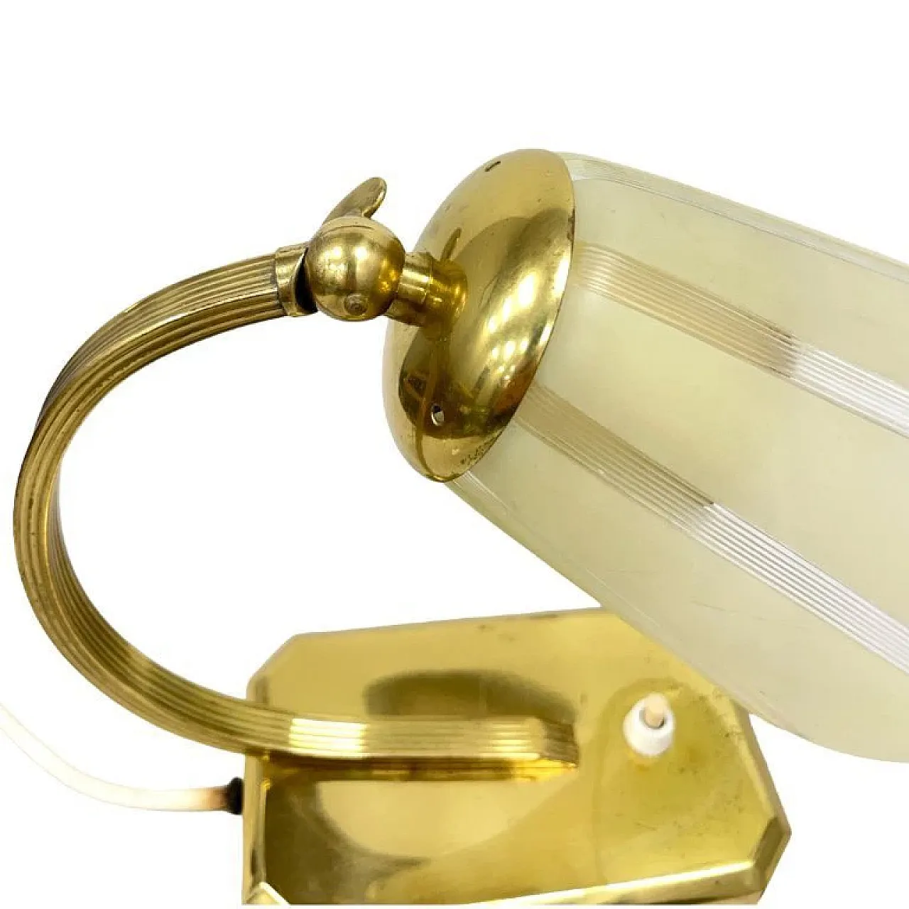 Modernist desk lamp with brass and glass shade, 1950s 6