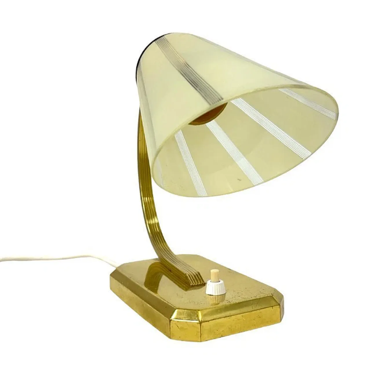 Modernist desk lamp with brass and glass shade, 1950s 8
