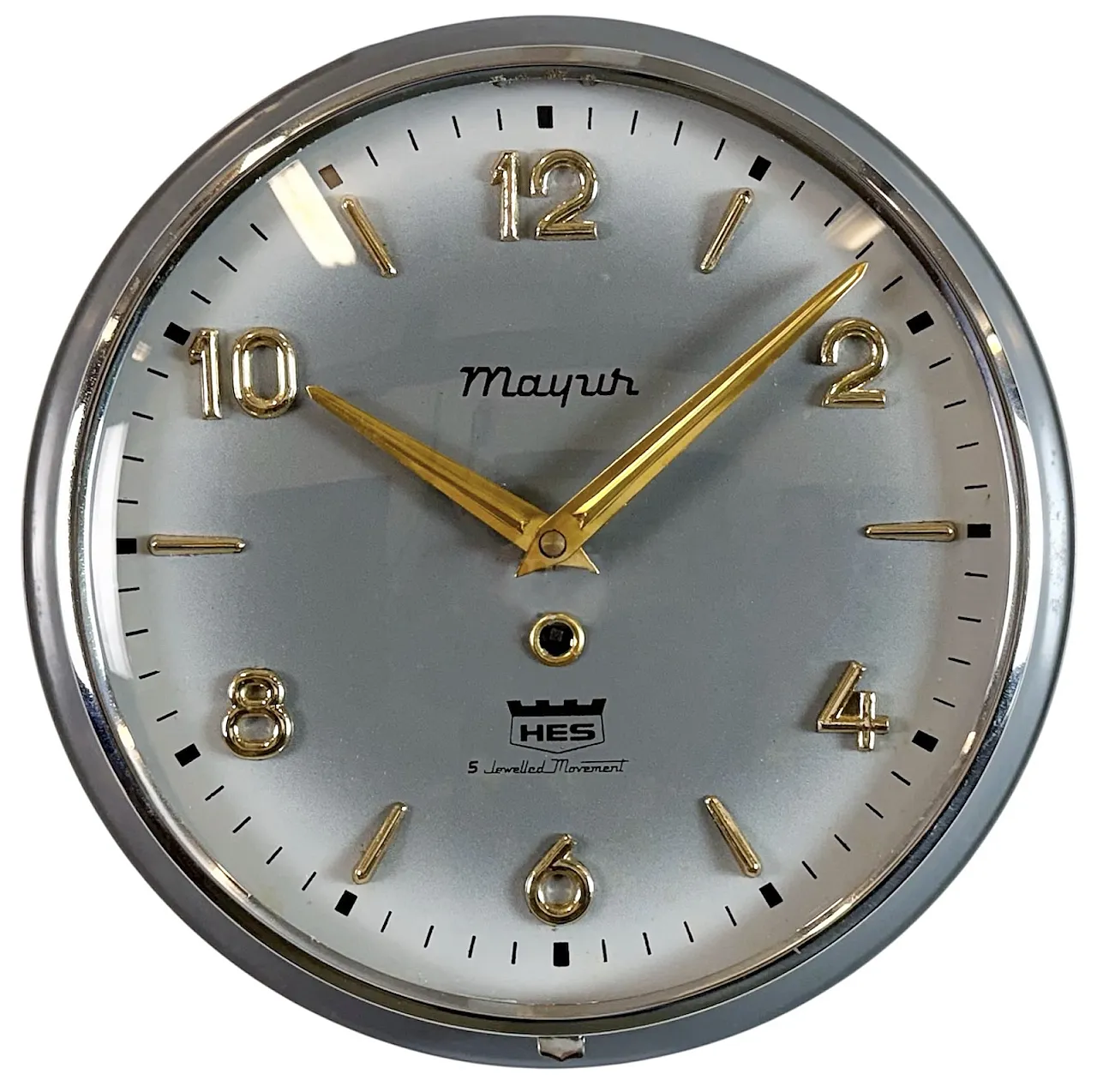 Vintage Grey Indian Mechanical Wall Clock from HES, 1960s 1