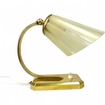 Modernist desk lamp with brass and glass shade, 1950s