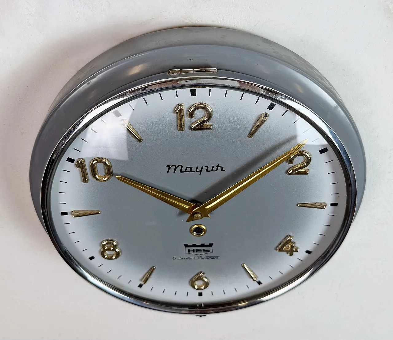 Vintage Grey Indian Mechanical Wall Clock from HES, 1960s 6