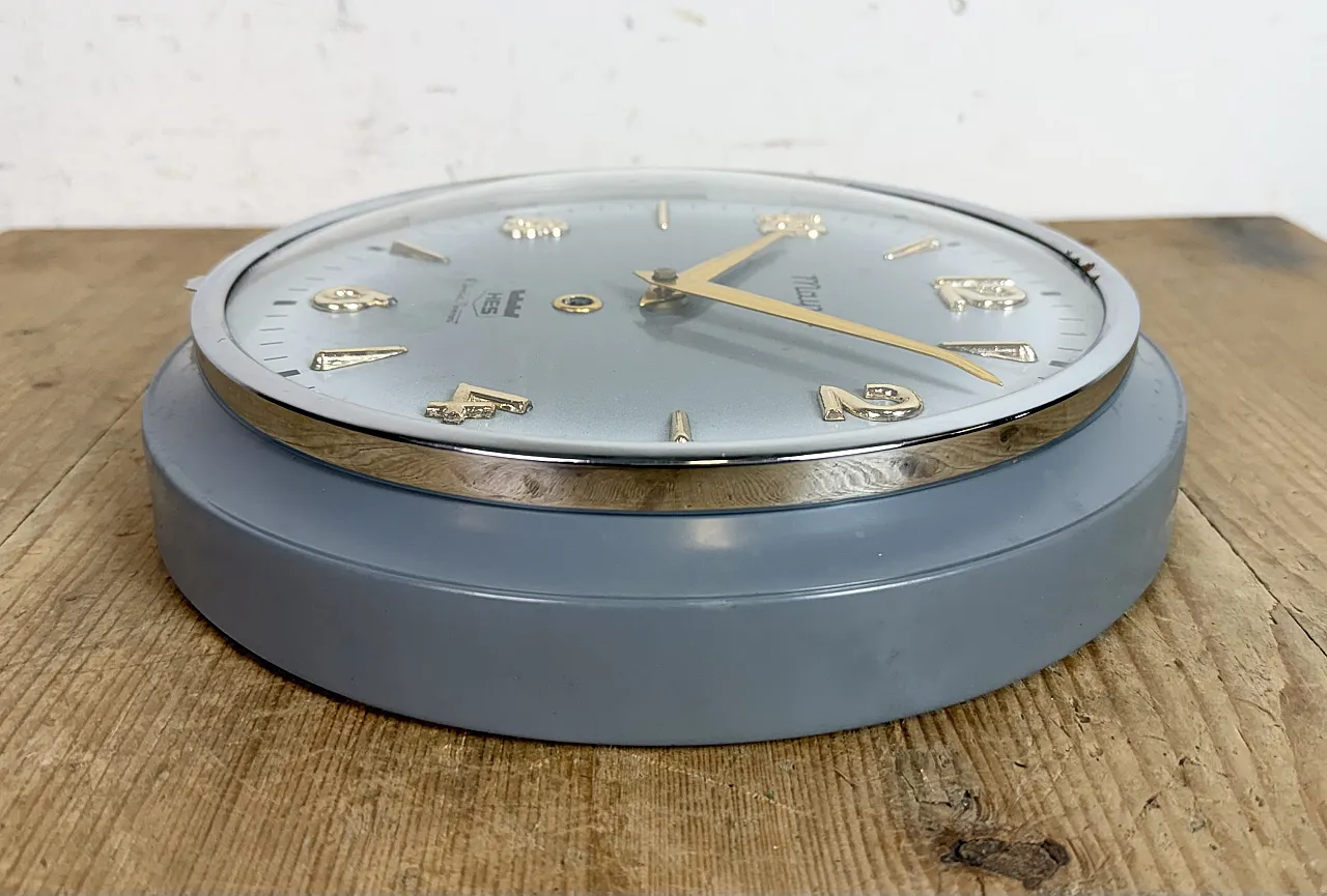Vintage Grey Indian Mechanical Wall Clock from HES, 1960s 12