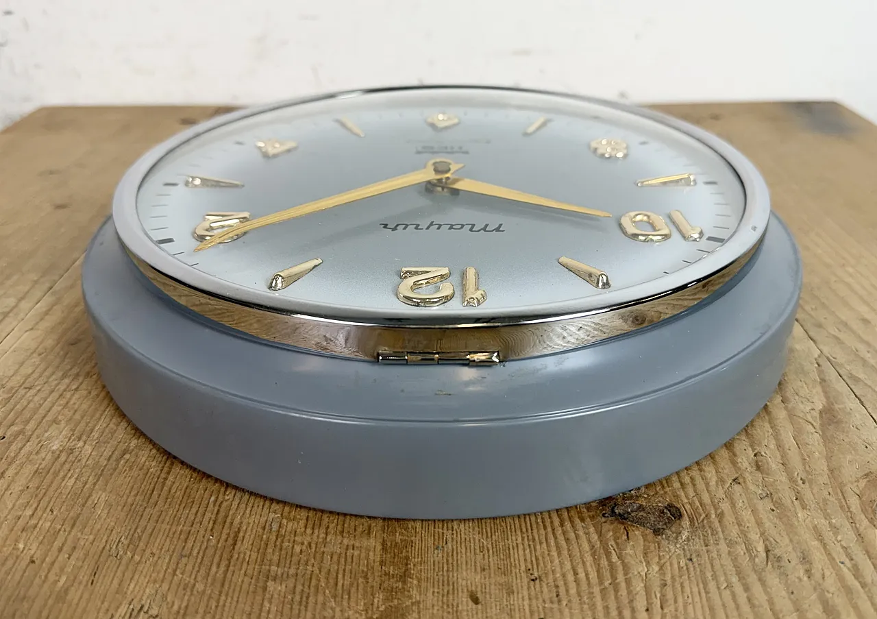 Vintage Grey Indian Mechanical Wall Clock from HES, 1960s 13
