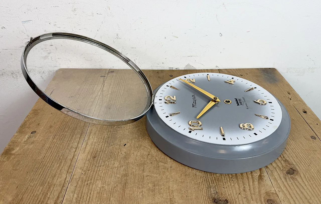 Vintage Grey Indian Mechanical Wall Clock from HES, 1960s 16