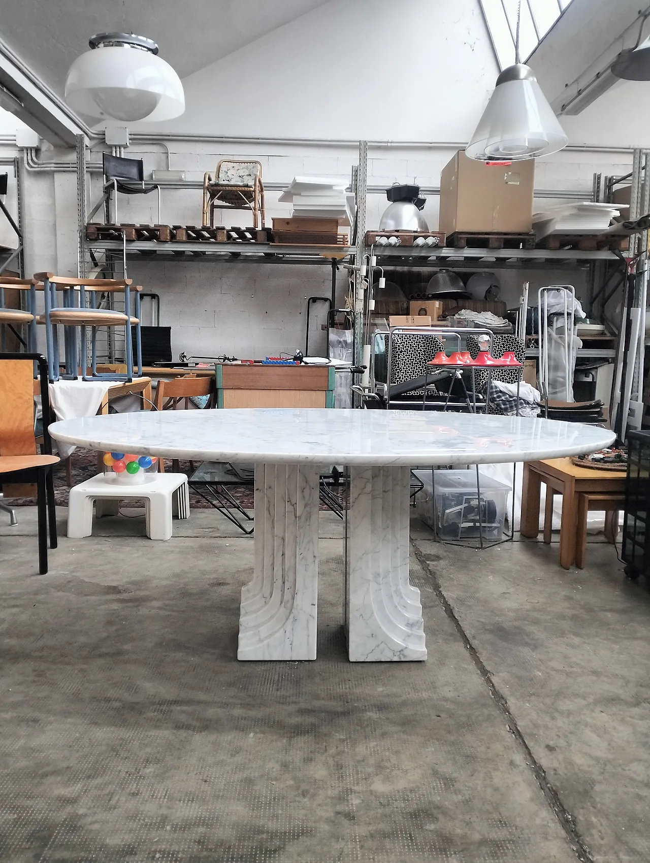 Samo Carrara marble dining table by Carlo Scarpa for Simon, 80s 4