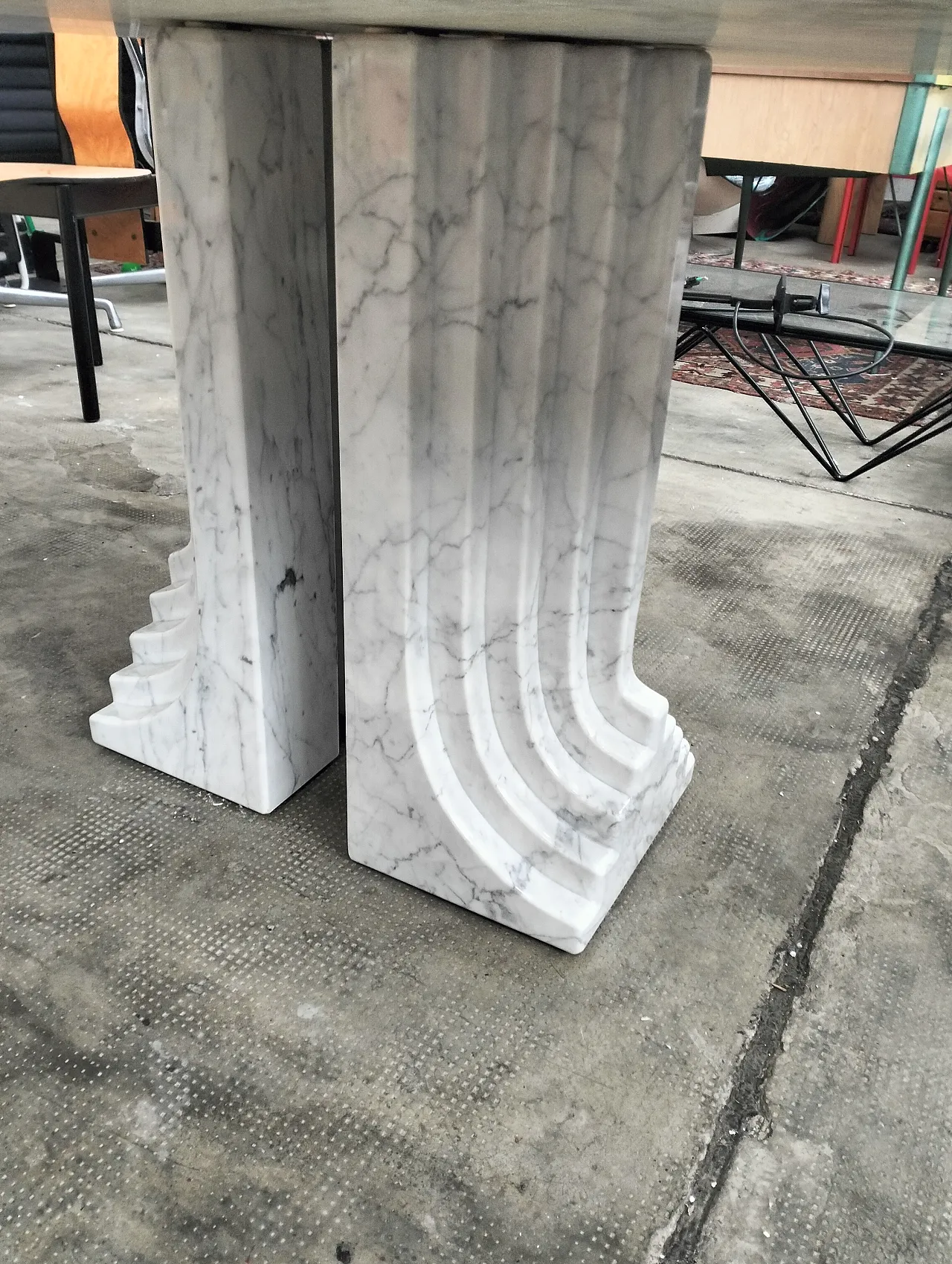 Samo Carrara marble dining table by Carlo Scarpa for Simon, 80s 7