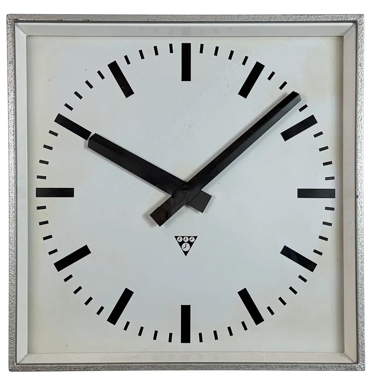 Large Grey Square Wall Clock from Pragotron, 1970s 1