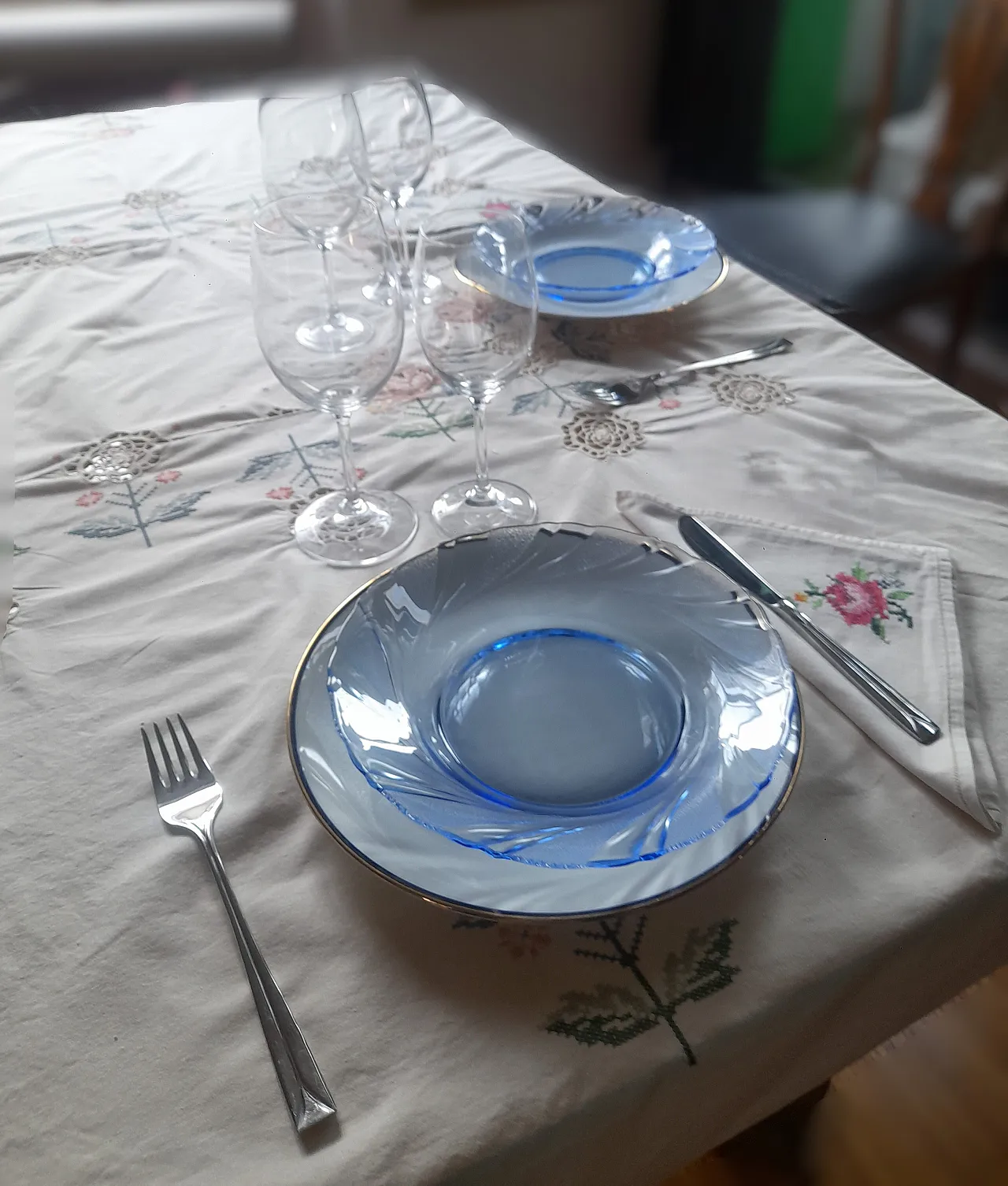 Tovaglia lavorata a mano, anni '50 2