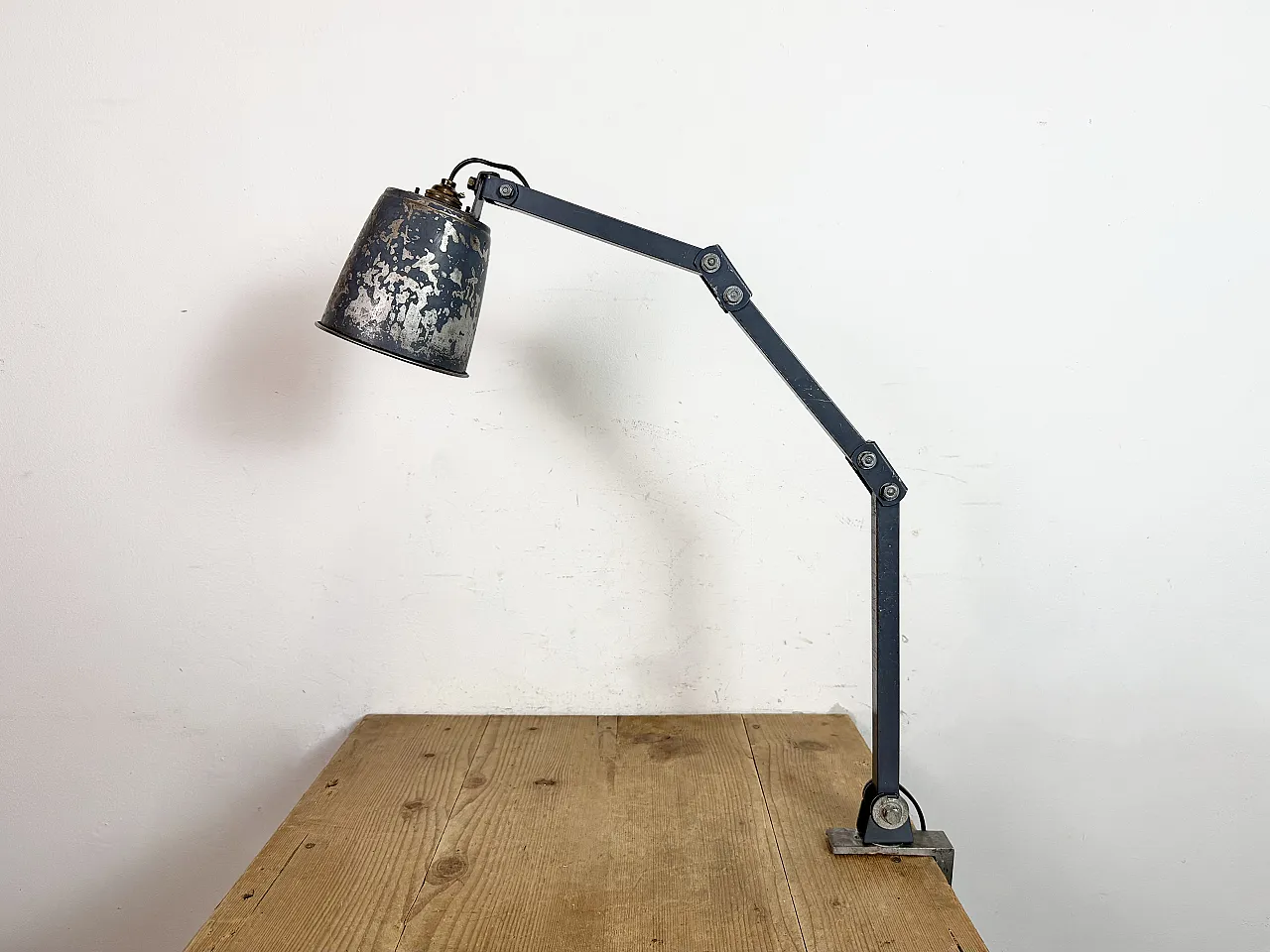Industrial Grey Adjustable Table Lamp from Memlite, 1960s 2