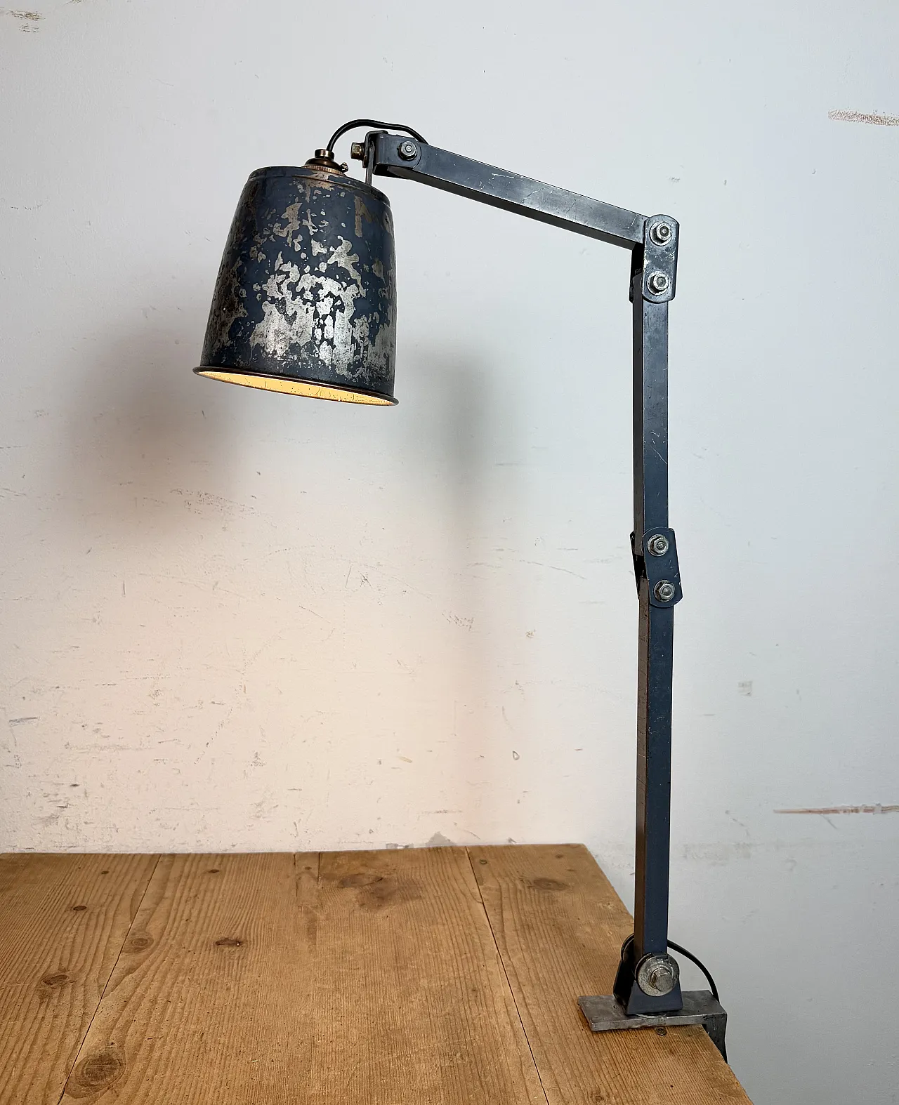 Industrial Grey Adjustable Table Lamp from Memlite, 1960s 19