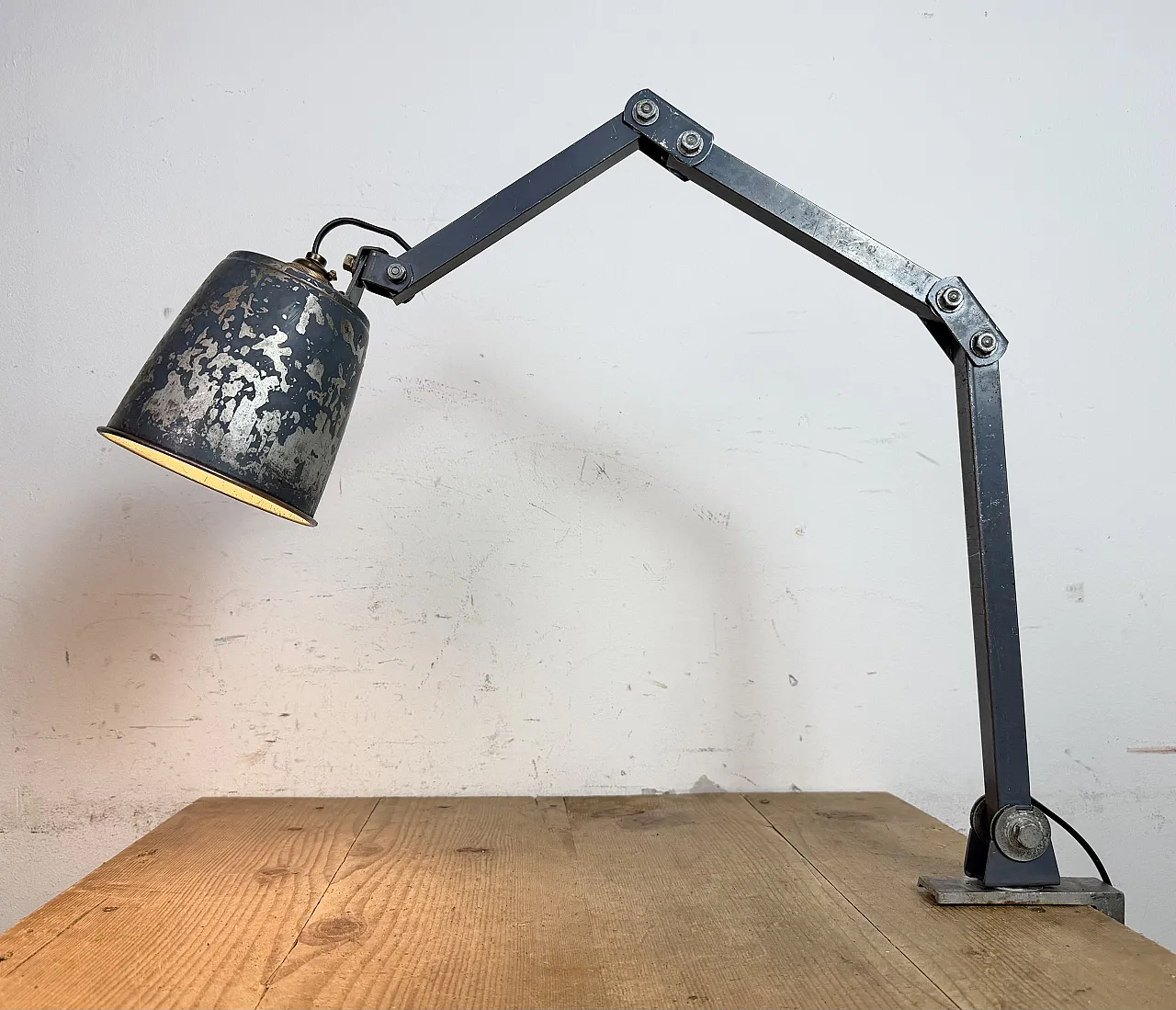 Industrial Grey Adjustable Table Lamp from Memlite, 1960s 20