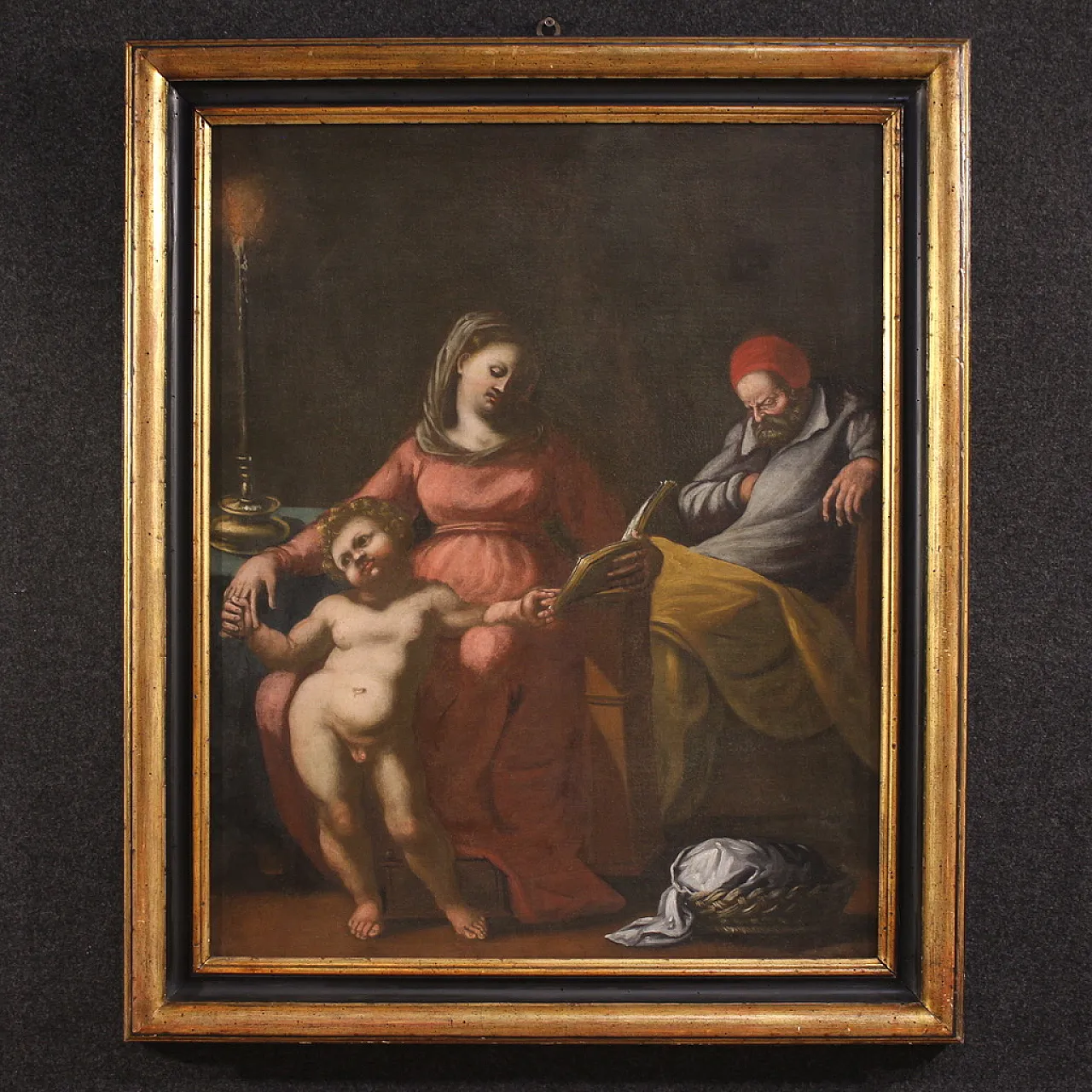 Italian painting Holy Family, 17th century 1