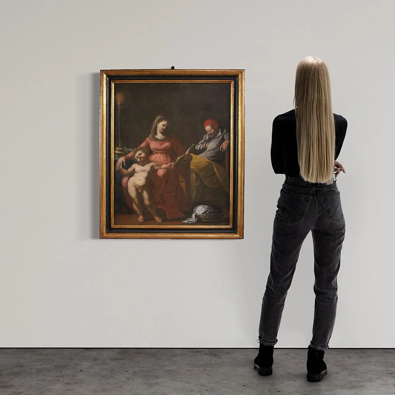 Italian painting Holy Family, 17th century 2