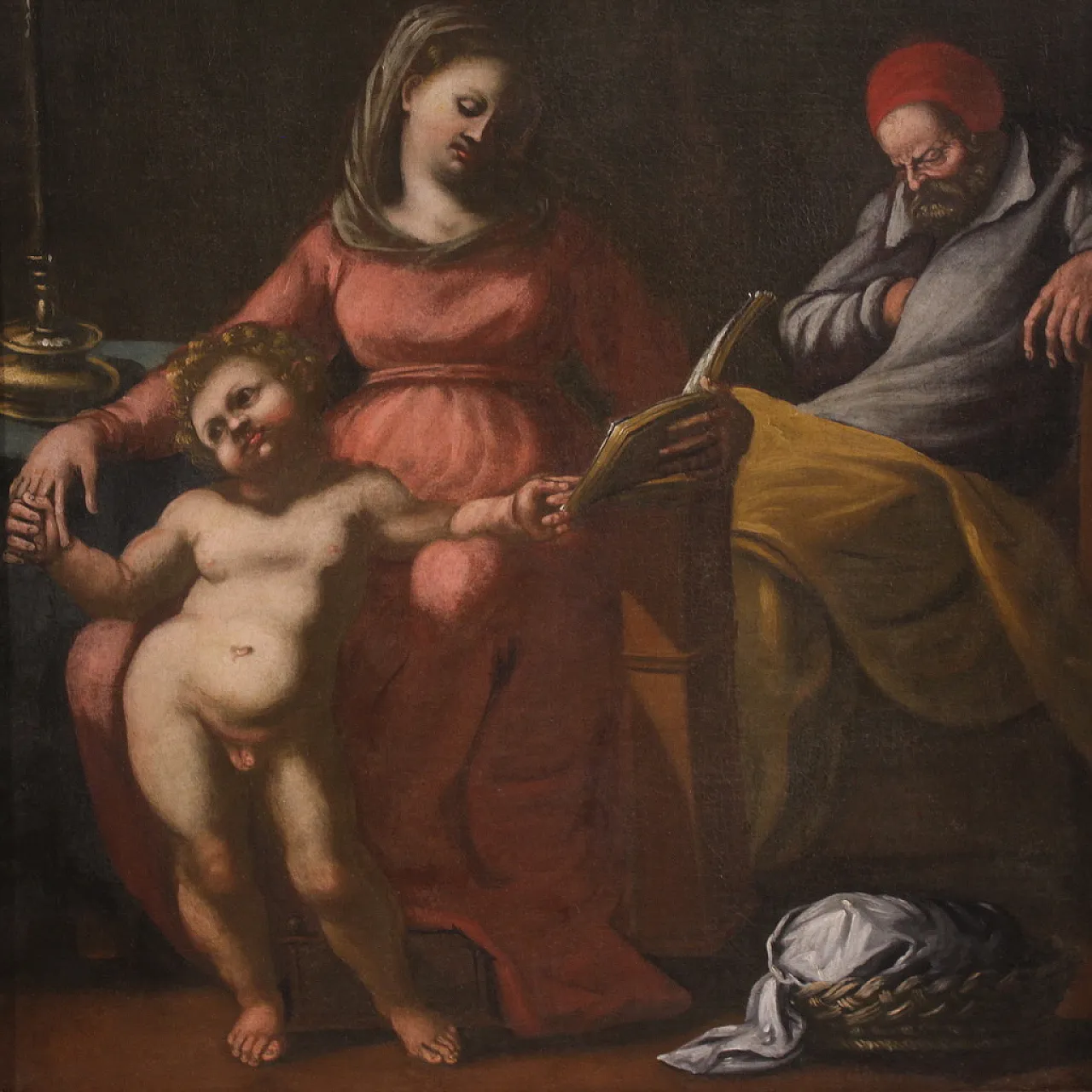 Italian painting Holy Family, 17th century 3