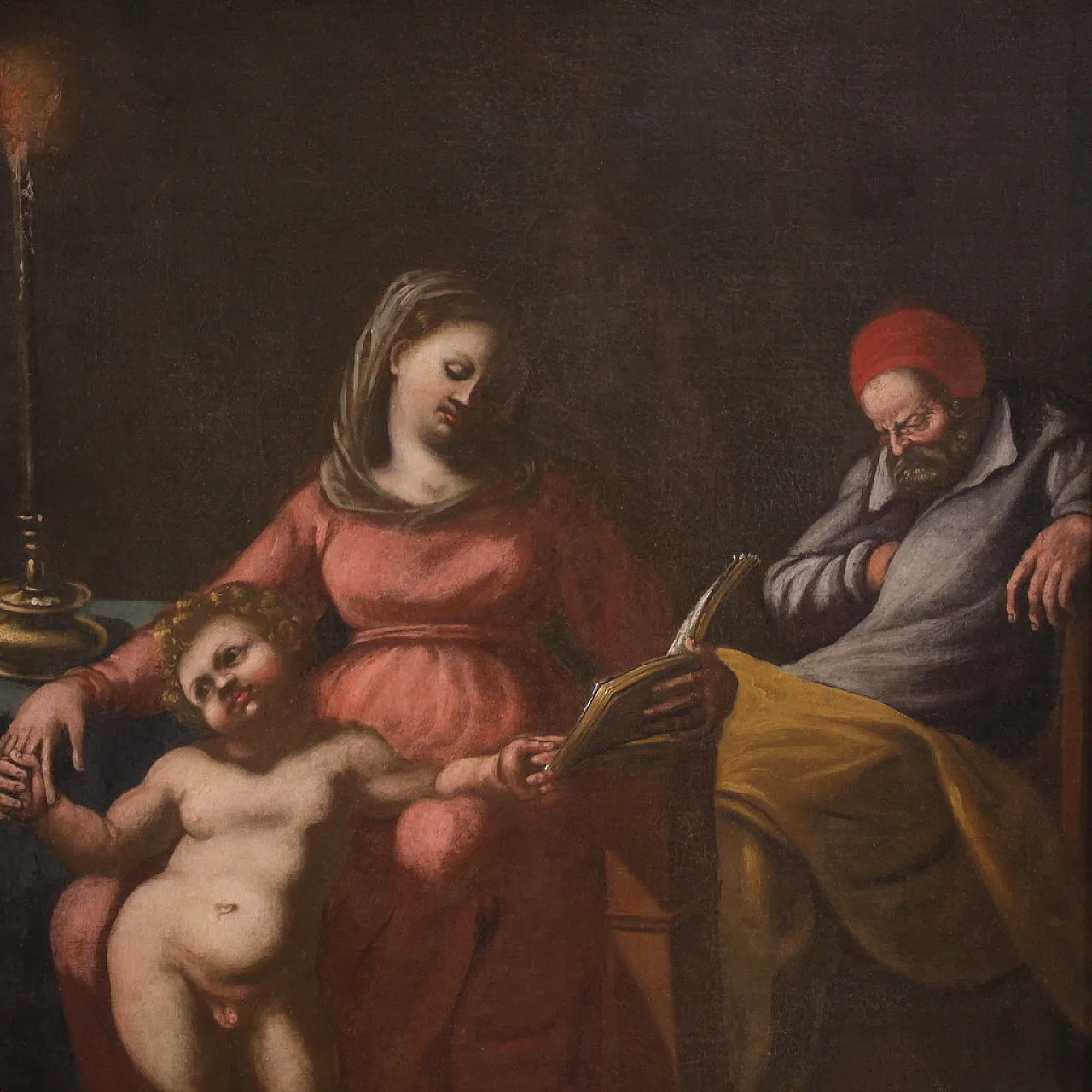 Italian painting Holy Family, 17th century 4
