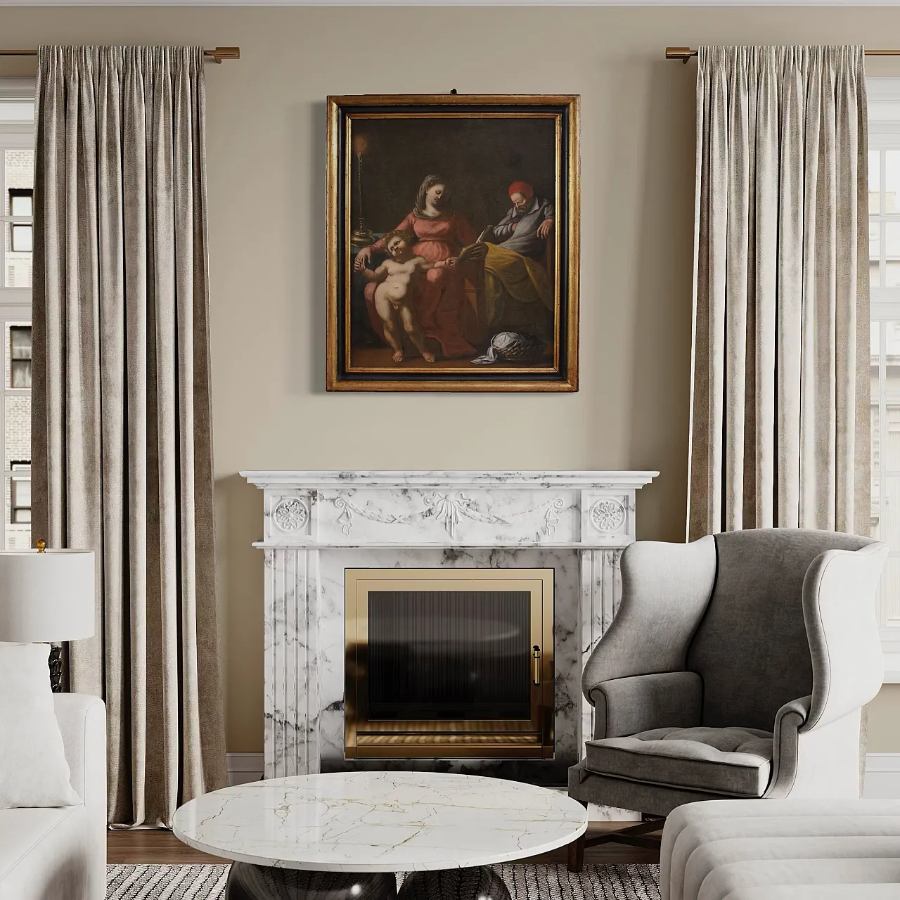 Italian painting Holy Family, 17th century 7