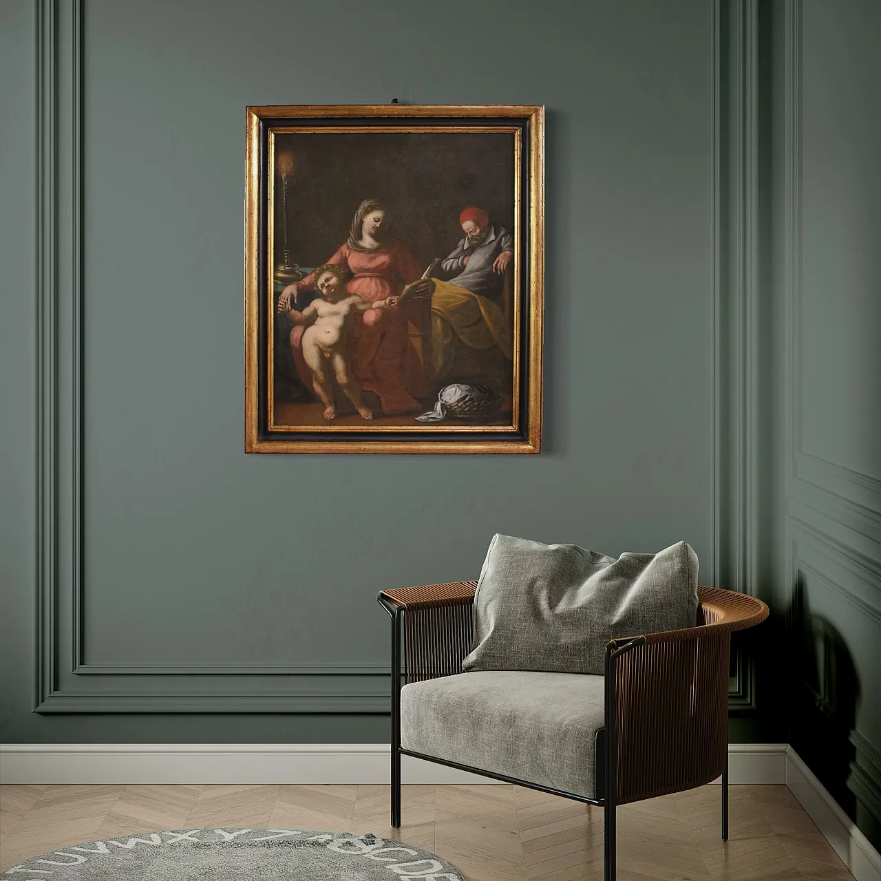 Italian painting Holy Family, 17th century 13