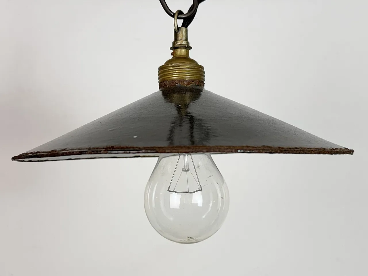 Industrial Black Enamel Light, 1930s 3