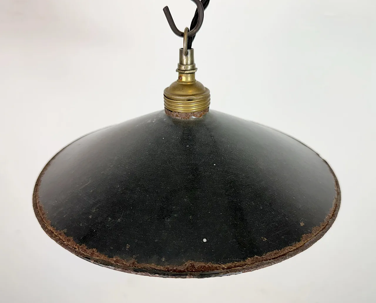 Industrial Black Enamel Light, 1930s 5