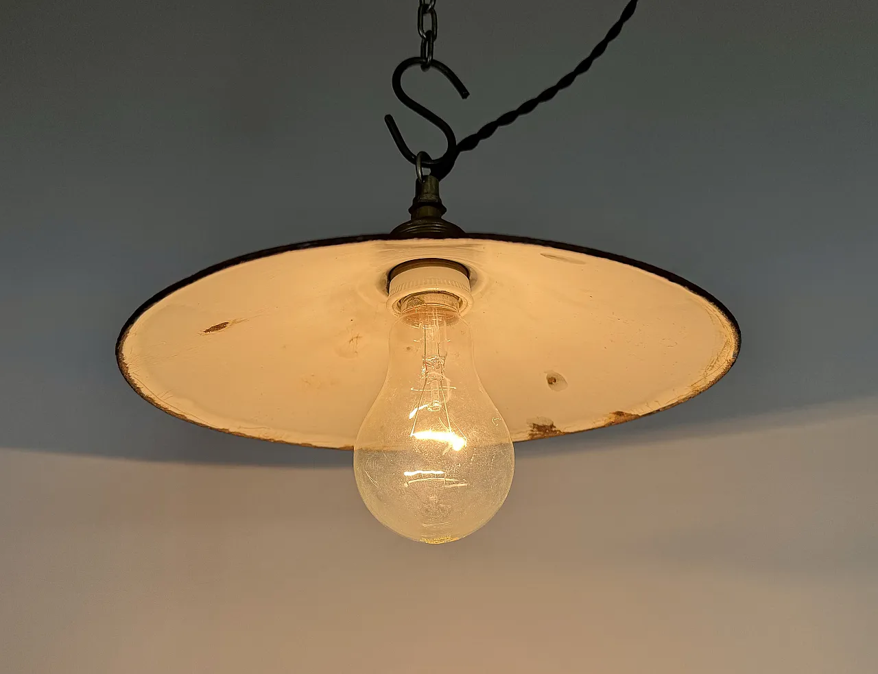 Industrial Black Enamel Light, 1930s 7
