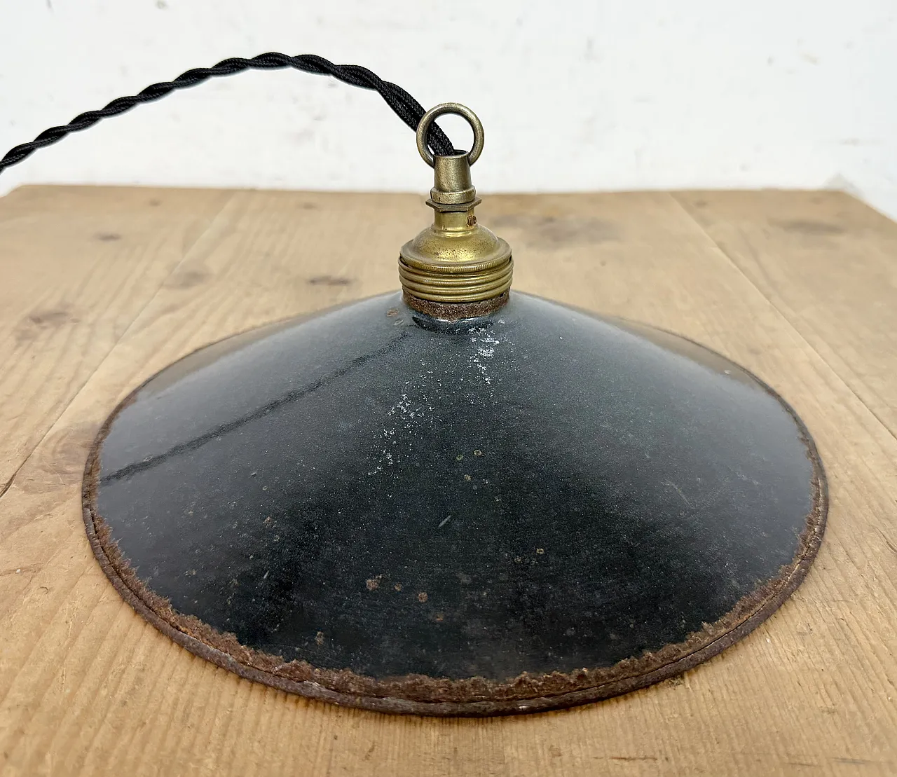Industrial Black Enamel Light, 1930s 8