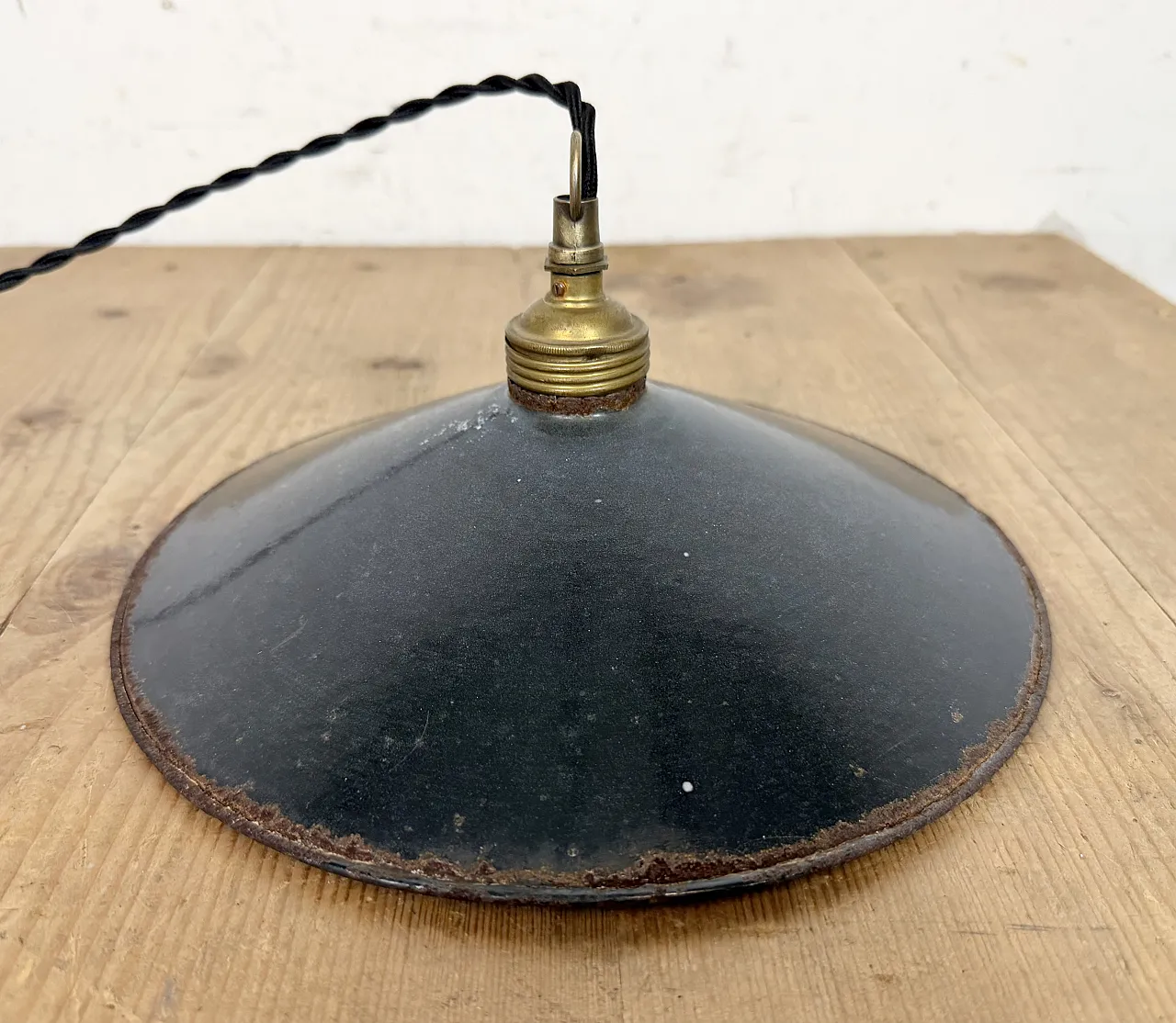 Industrial Black Enamel Light, 1930s 9