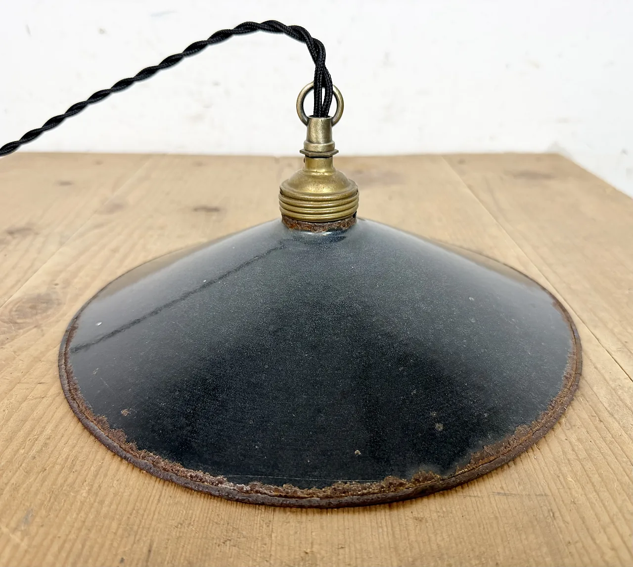 Industrial Black Enamel Light, 1930s 10