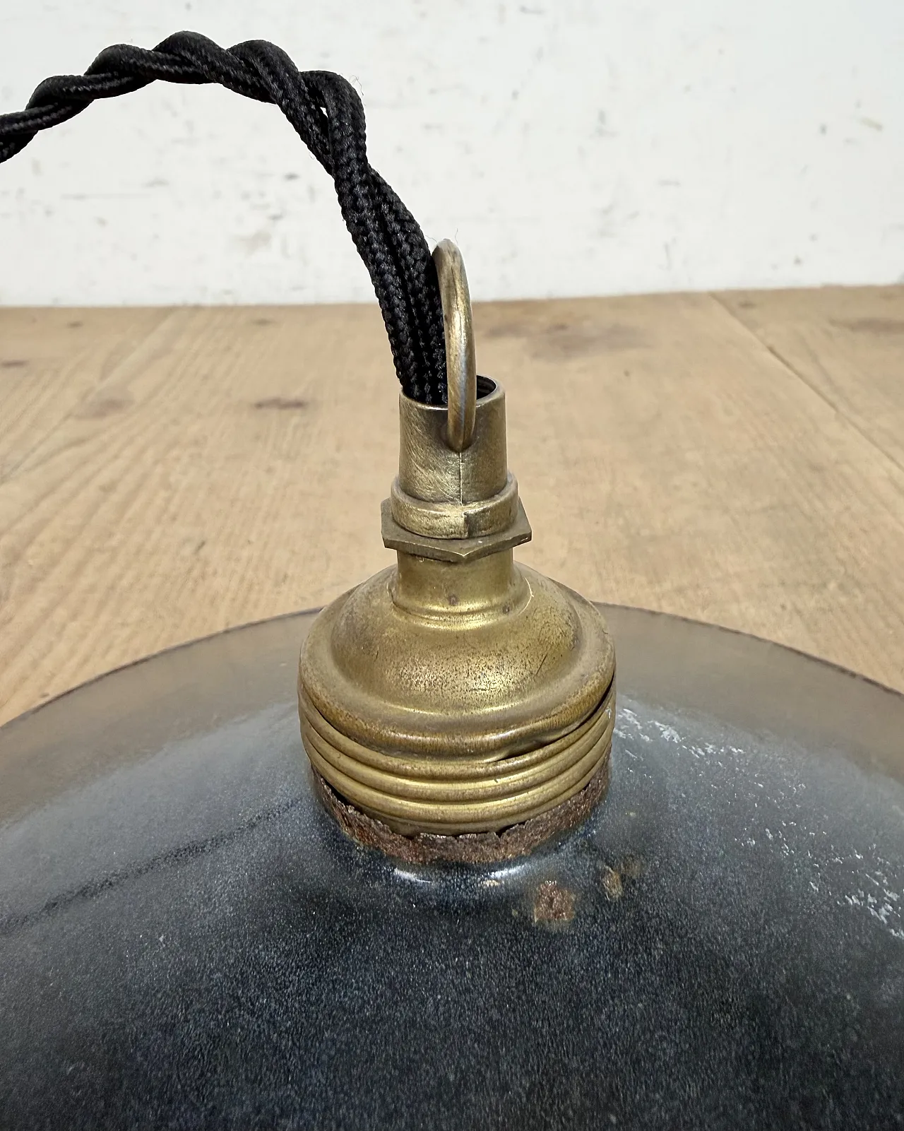 Industrial Black Enamel Light, 1930s 11