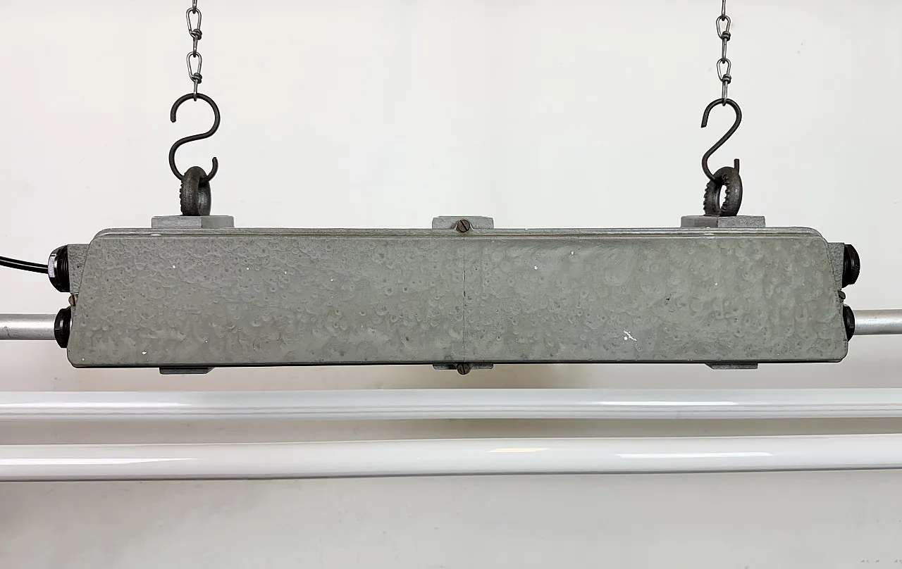 Industrial Grey Tube Light from Elektrosvit, 1970s 7