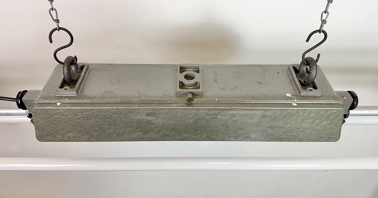 Industrial Grey Tube Light from Elektrosvit, 1970s 11